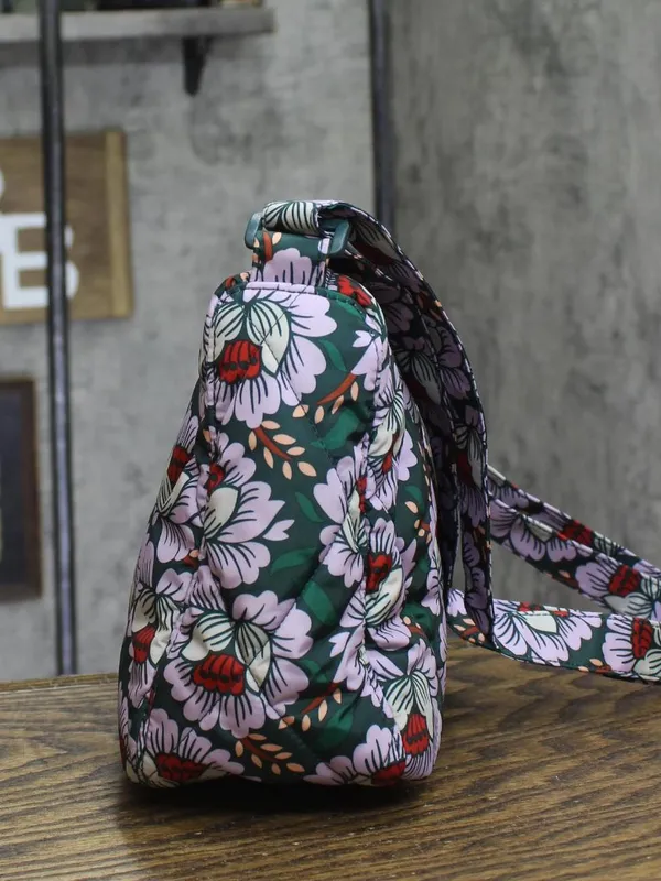 NEW Vera Bradley Quilted Floral Shoulder Bag Purple Green Multi One Size - Image 4