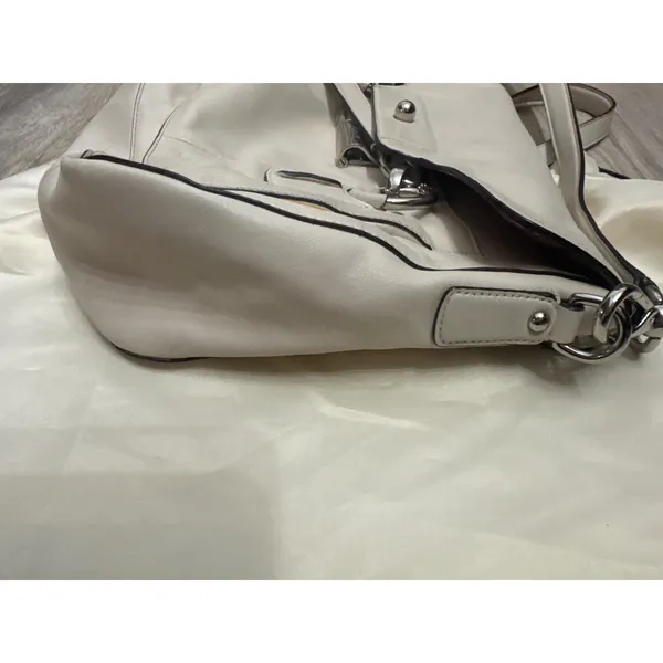 Coach‎ Kristin Off White Leather Flap Shoulder Bag Crossbody Silver Hardware - Image 7
