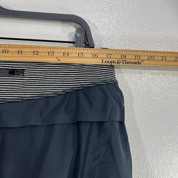 Zella Womens‎ XL Lined Athletic Shorts Striped Waistband Pockets Gray Blue Gym - Image 6