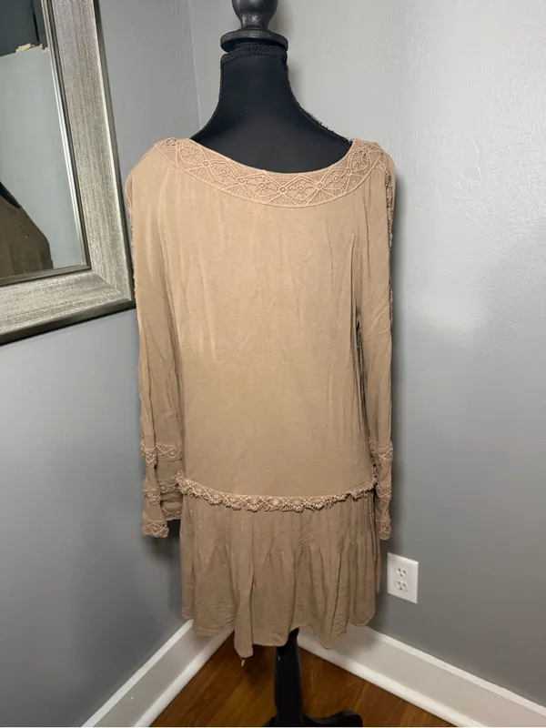 Monroe LTD Boho Peasant Crochet Festival Mini Dress Tunic Small. - Image 5