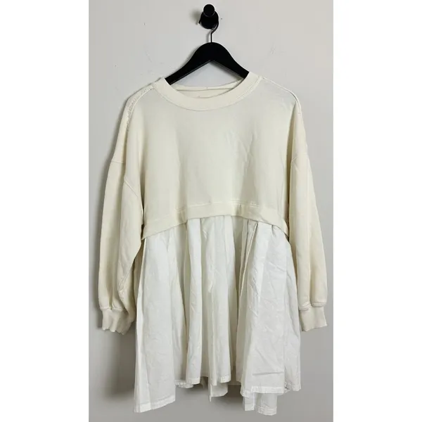 FREE PEOPLE Eleanor Sweatshirt Dress in Grey Combo Size X-Small - Image 5