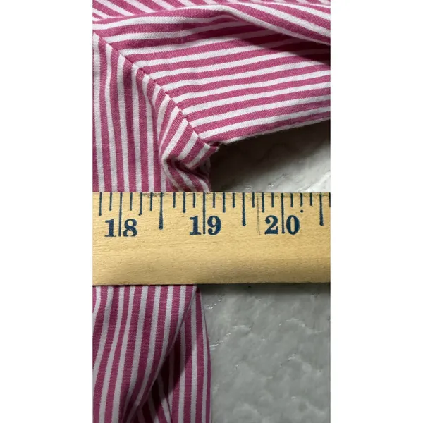 J.Crew Womens Pink White Striped Cotton Babydoll Shirt Dress Size 10 Long Sleeve - Image 4