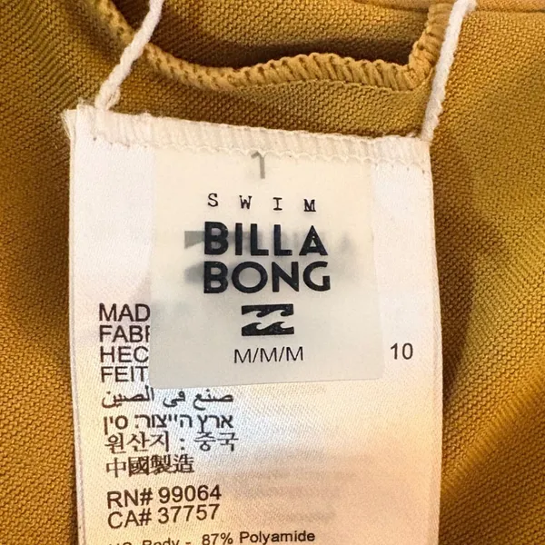Billabong‎ Bikini Top Womens Medium Yellow Floral Excellent Scoop Neck XT301BBE - Image 5
