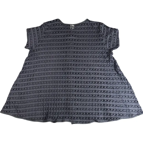 Dottie Couture Black Cotton Eyelet Button Front Swim Cover Up Size Large - Image 2