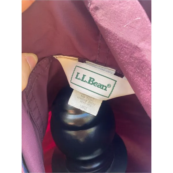 L.L. Bean Plum Hooded Utility Anorak with Navy Trim Vintage Unisex Windbreaker - Image 9