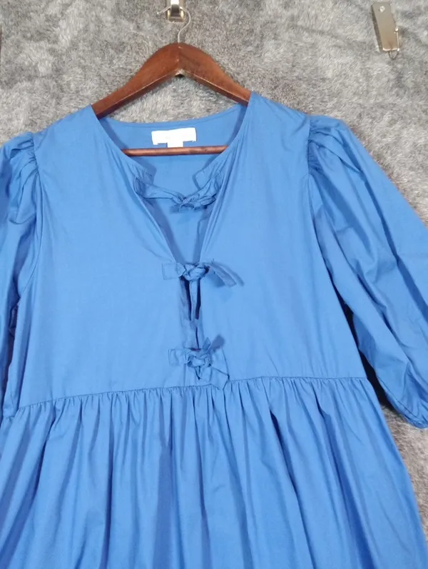 Band Of The Free Cotton Mini Dress Large Side Pockets Boho Babydoll Cottage - Image 3