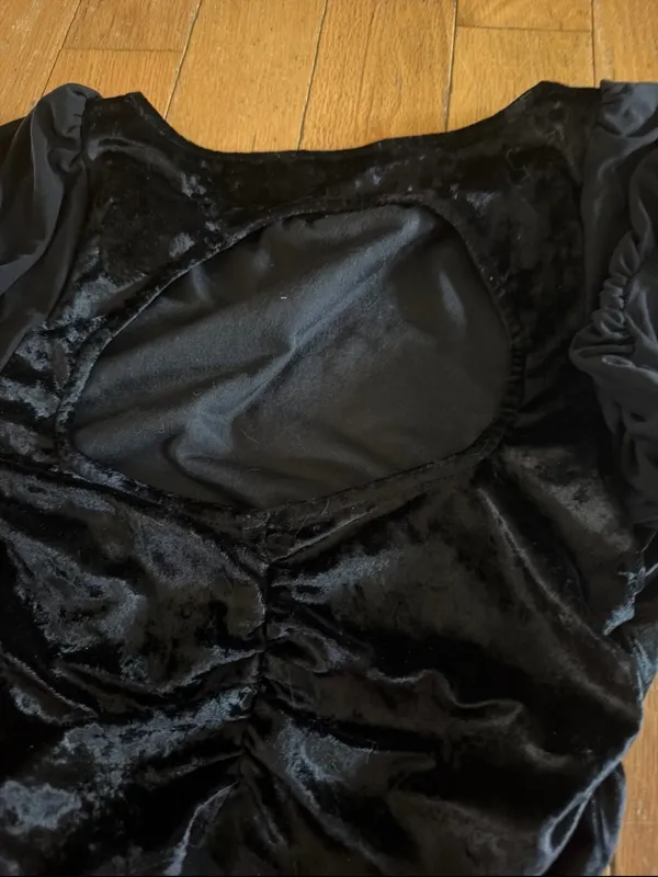 Free people Black Velvet Puff-Sleeve Women's Top - Image 2