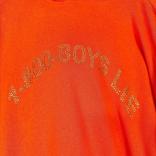 Boys Lie 1-800-Boys-Lie Remix Hoodie One Size Orange Rhinestone Embellishment - Image 4