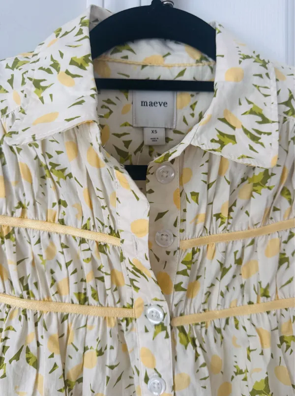 Anthropologie The Leandra Shirred Yoke Blouse by Maeve, Size XS - Image 6