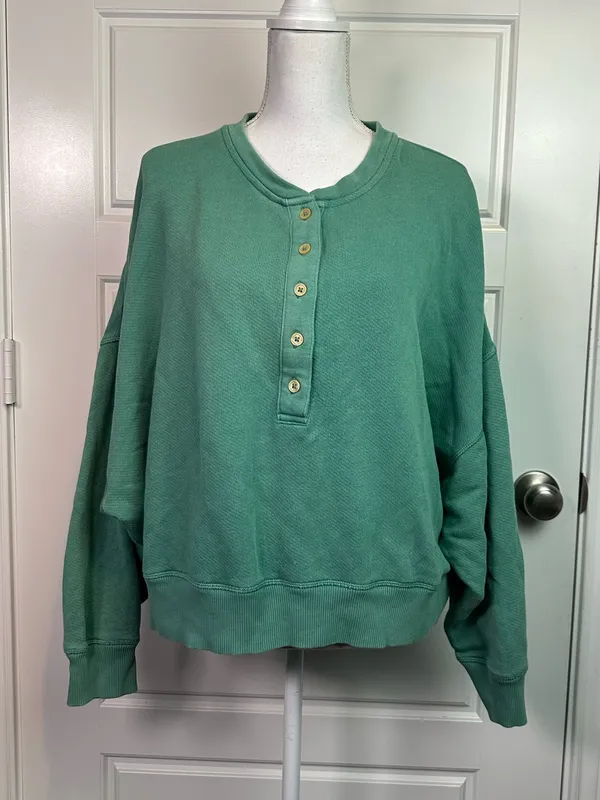 American Eagle Outfitters Relaxed Dolman Sleeve Cotton Blend Henley Size XL - Image 2