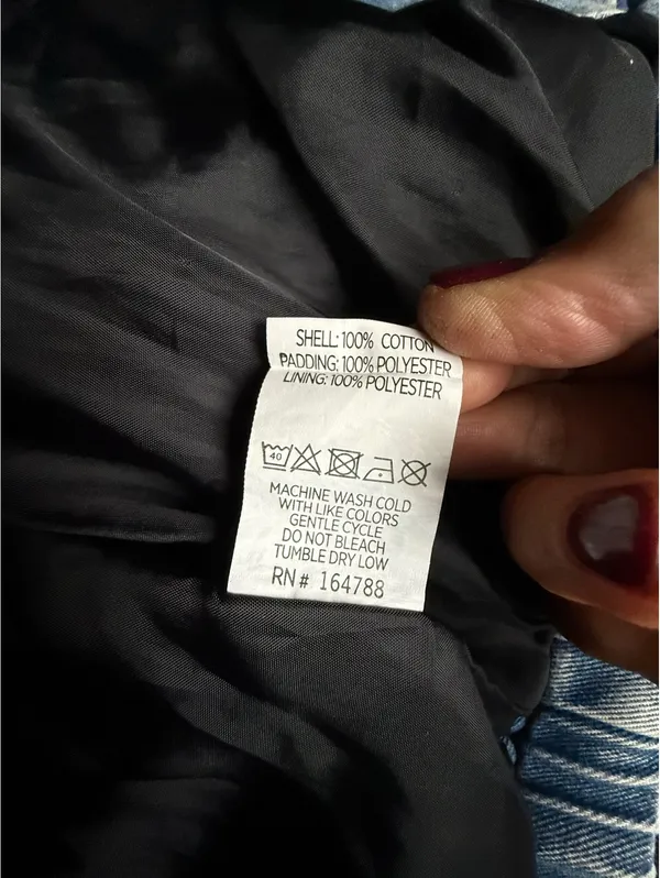 Sweet Habit Light Wash Denim Puffer Jacket, Size S - Image 12