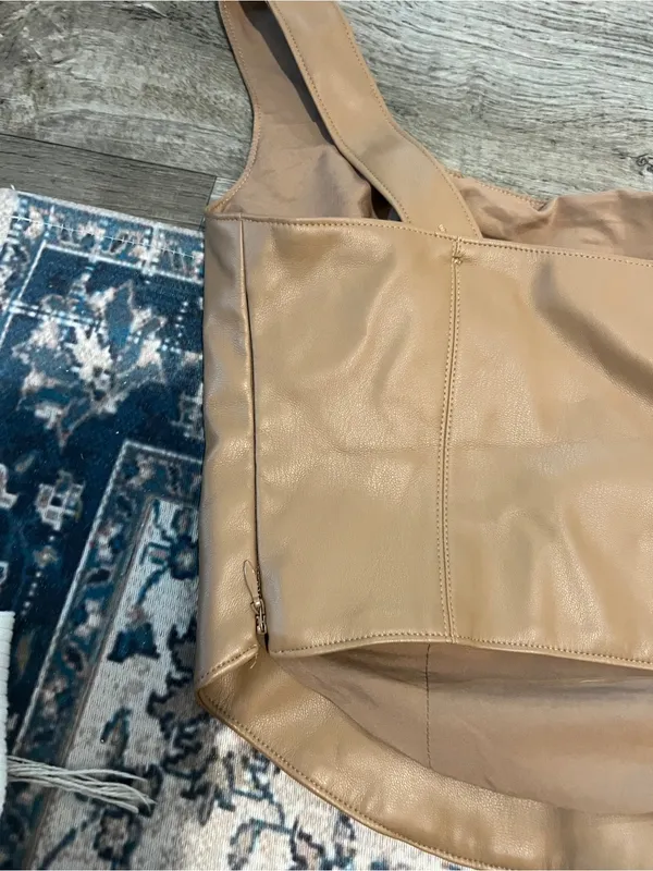 Abercrombie Brown Faux-Leather Corset Tank Top - Women - Image 9