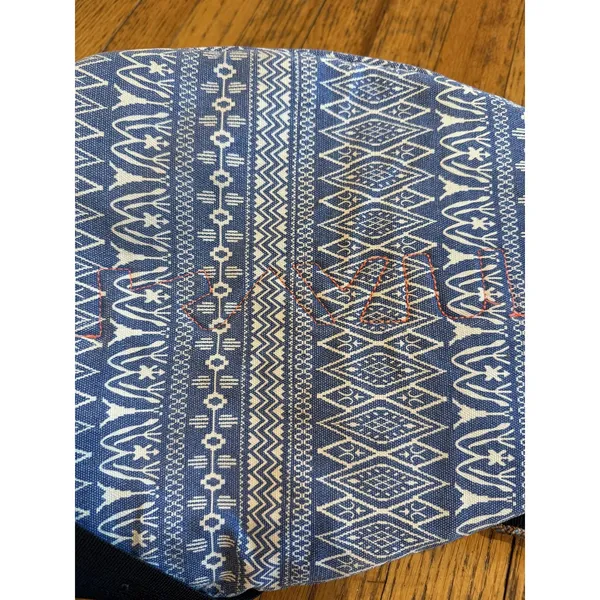 KAVU Rope Sling Bag Womens Blue White Aztec Pattern Canvas Crossbody Backpack - Image 13