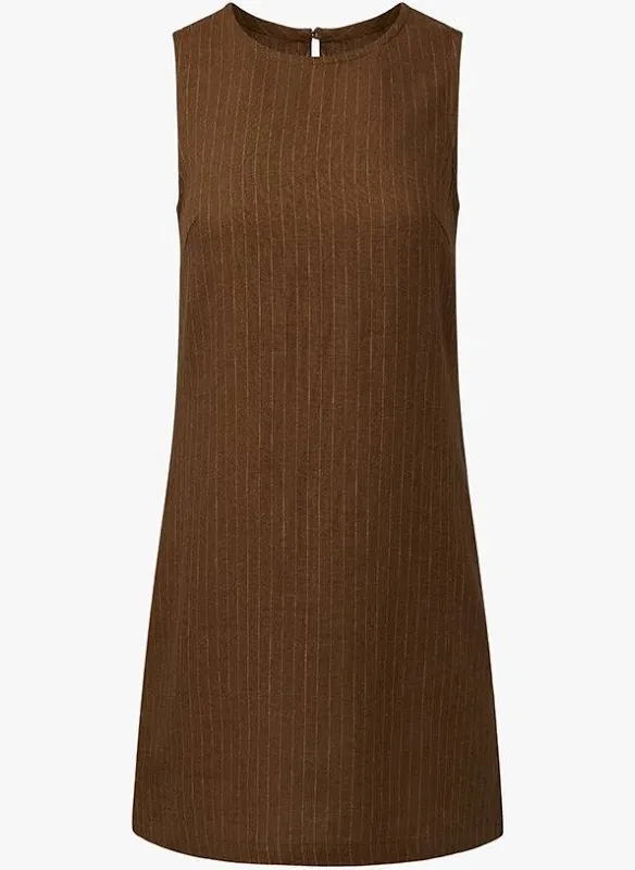 WeWoreWhat Brown Linen Blend A-Line Mini Dress - Image 2