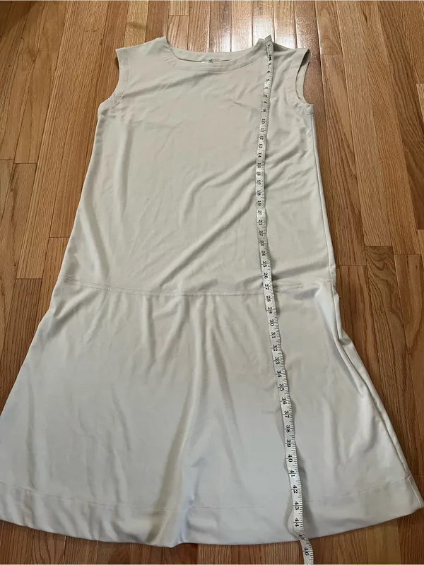 Prologue NWT Oatmeal Beige Athletic Midi Dress Medium Sleeveless Minimalist Neutral - Image 5