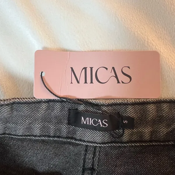 Micas Asymmetric Waist Straight Leg Jeans‎ Gray Size Small - Image 2
