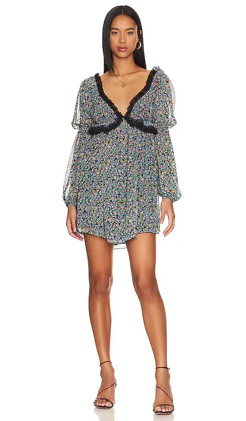 Free People Boho Sheer Bell Sleeve Lace Tunic Mini Dress - Image 2