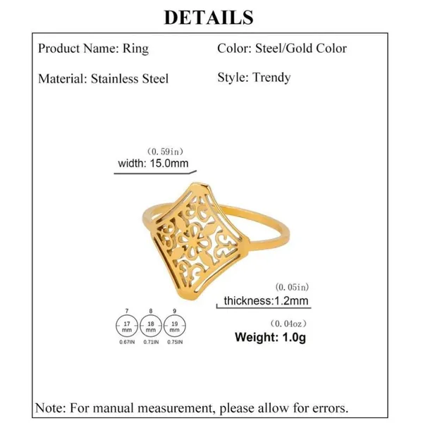 NEW 14k Yellow Gold Plated Stainless Steel Filigree Ring, Size 6‎ - Image 9