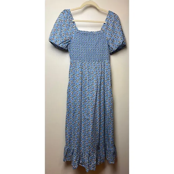 J. Crew Smocked Midi Dress with Puff Sleeves Sz. XS - Image 3