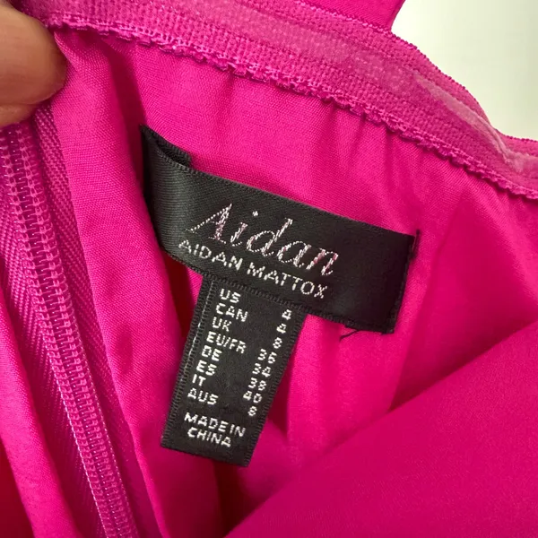 Aidan Mattox sz 4 Hot Pink One Shoulder‎ High Slit Formal Maxi Gown Luxury - Image 4