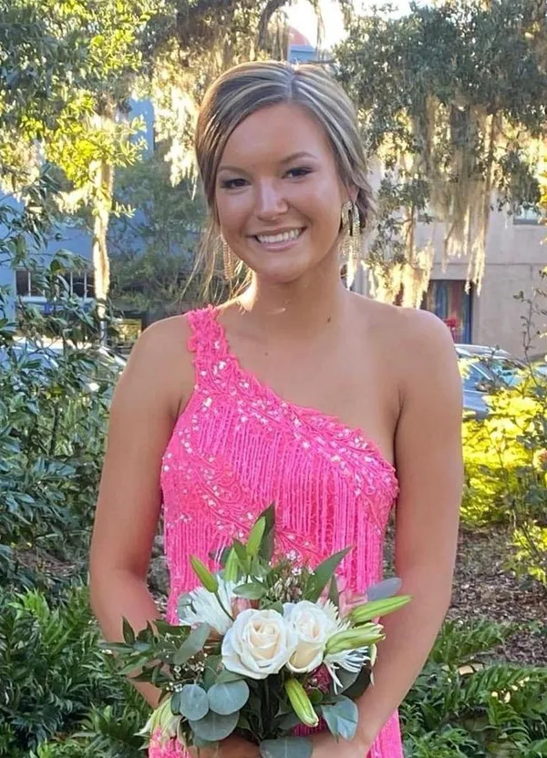 Ashley Lauren Neon Pink One Shoulder Dress - Image 3