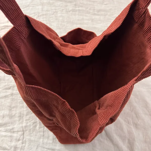 Corduroy Tote Bag Red - Image 4