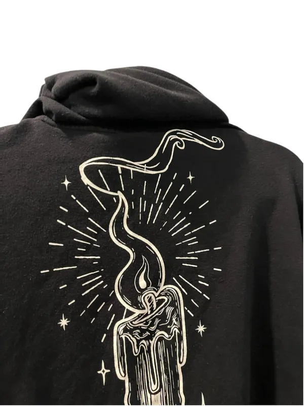 Disney Hocus Pocus Black Flame Candle Hoodie Halloween Unisex Size Small Cat - Image 7