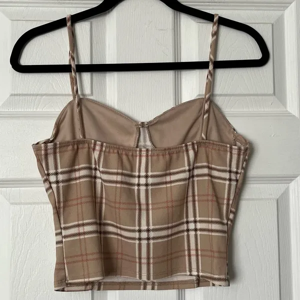Timing Plaid Bustier Cropped Cami Top - Size M - Image 3