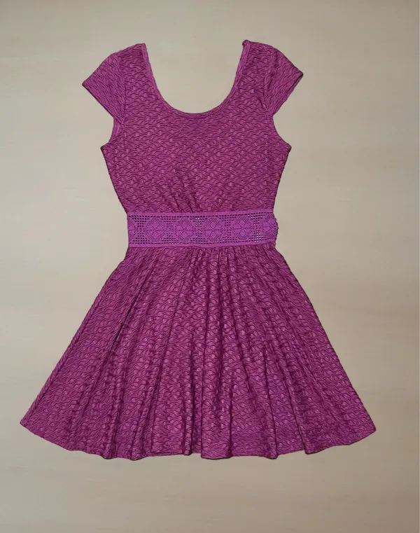 ♒️ Love, Fire Flared Burgundy Dress w/ Cup Sleeves - Image 2