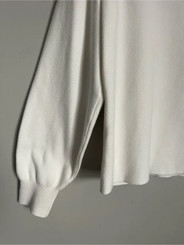 MANGO Cream Mock Neck Puff Sleeve Sweater Sz L - Image 3