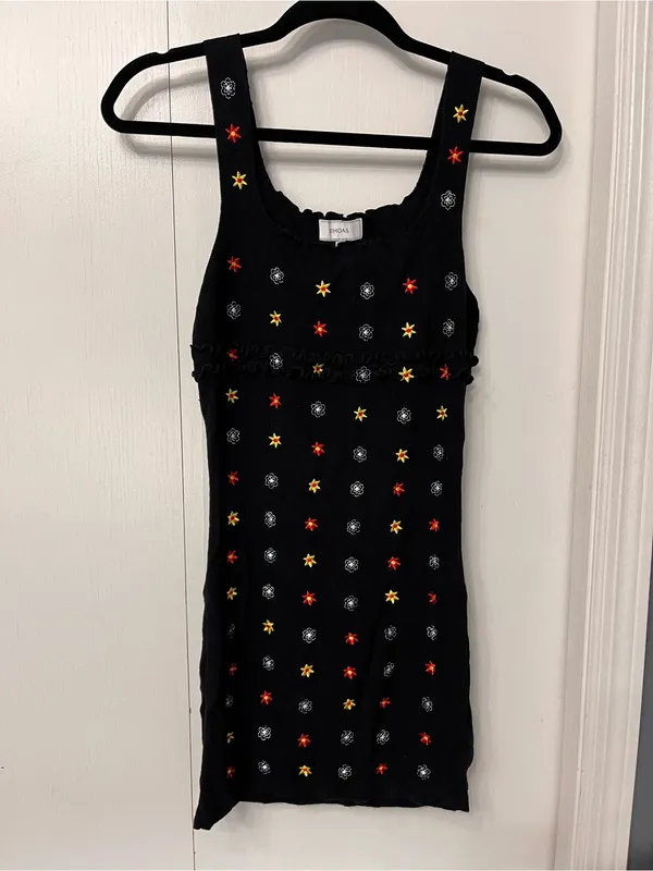 RIHOAS Black Sleeveless Star Sweater Viscose Pop Mini Dress Women’s Sz S EUC - Image 2