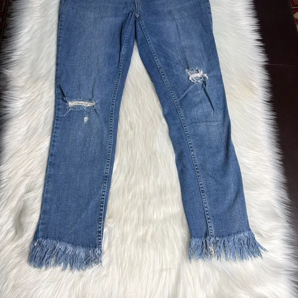 Free People Great Heights High Rise Frayed Skinny Jeans - Image 5