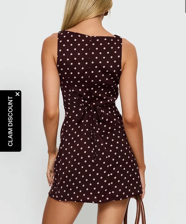 princess polly kherin boat neck romper wine polka - Image 2