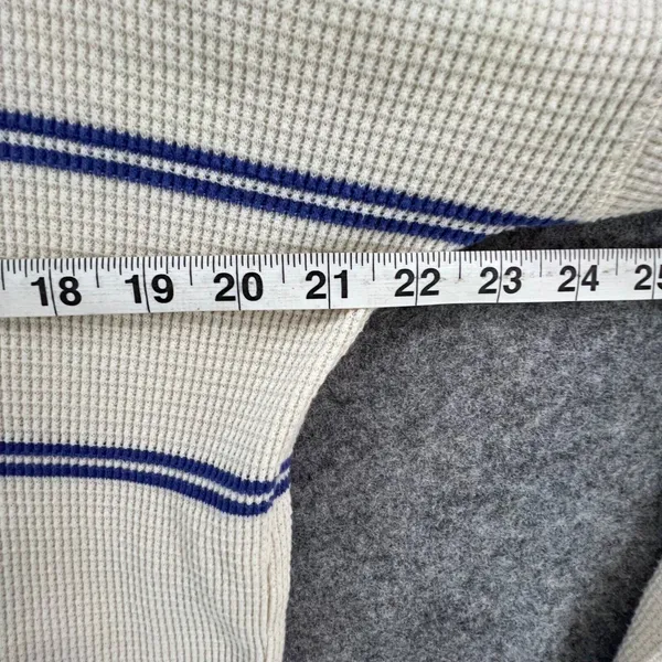 Babaton Waffle Knit Thermal Sweater Womens S Cream Blue Striped Quiet Luxury - Image 5