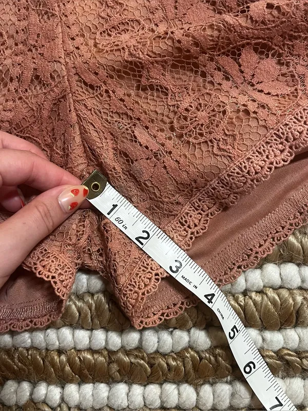 Lace Drawstring Shorts in Taracotta - Image 2