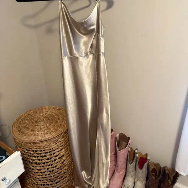 Birdy Grey Satin Champagne Lisa Dress - Image 3