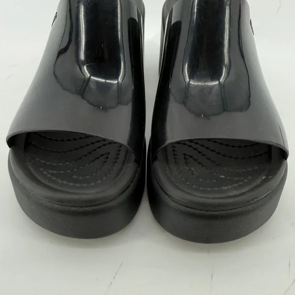 Crocs Brooklyn Slide Block High Shine Heel Sandals Black Women 7 Chunky Y2K - Image 3