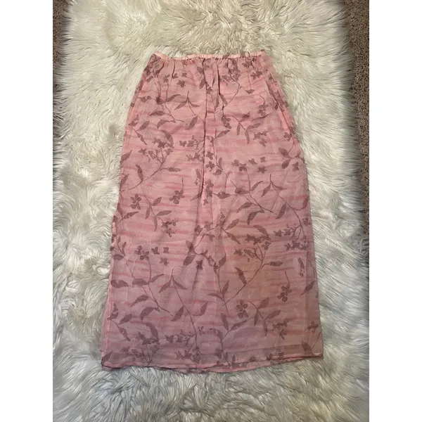Vintage Norton McNaughton Women's Size Large Midi Skirt Light Pink Mauve Floral - Image 5