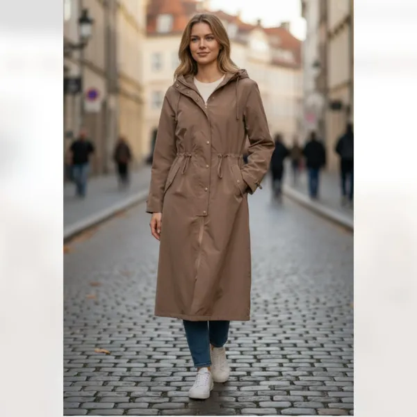 NWT Guess Kelsi Hooded Midi-Length Parka Color: SUMMER CLAY - Image 2