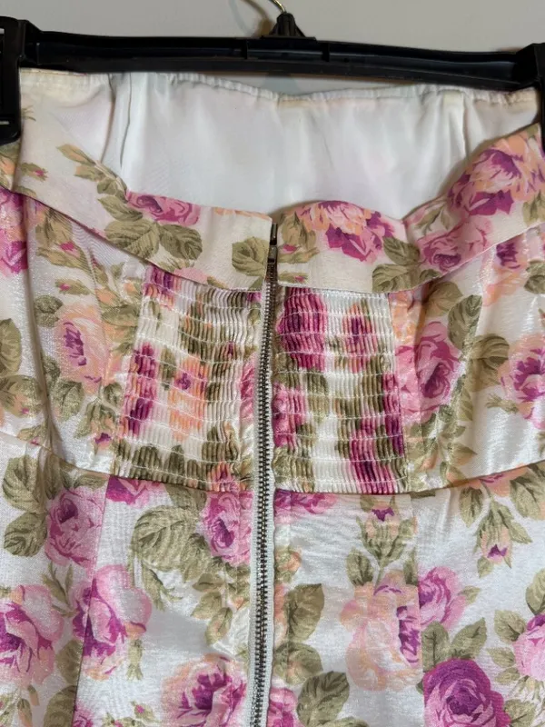 For Love & Lemons Kendall Mini Dress Women's XXS Strapless Floral Corset Smocked - Image 7