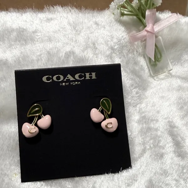 🌸✨Coach Cherry Stud Earrings • Gold/Pink - Image 2