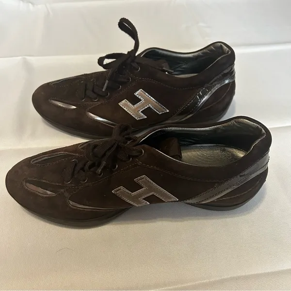Hogan Brown Suede Leather Low Top Sneakers Shoes Women's Size US 6 - Image 6