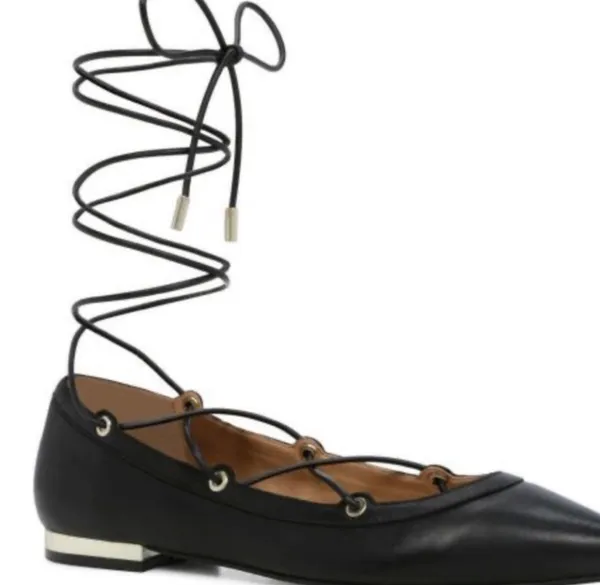 ALDO Ballet Black Alize Pointed Toe Lace-Up Flats - Image 10