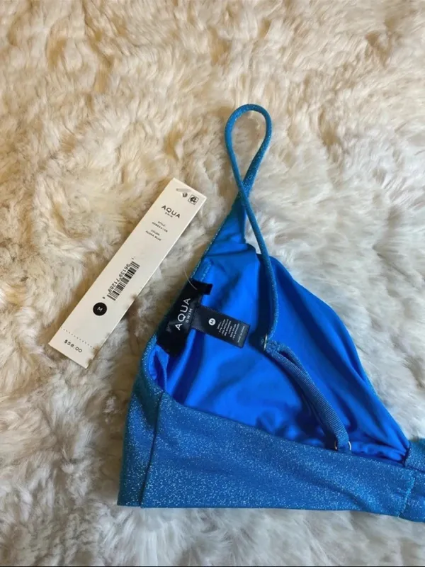 Aqua Shimmer Blue Bikini Top - Image 4