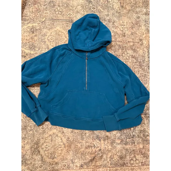 Lululemon Scuba Oversized Half-Zip Hoodie Teal Blue XS/S LW3DMAS - Image 2