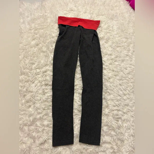 Aerie Slim Gym Skinnie gray pink fold over leggings workout yoga woman’s small - Image 2