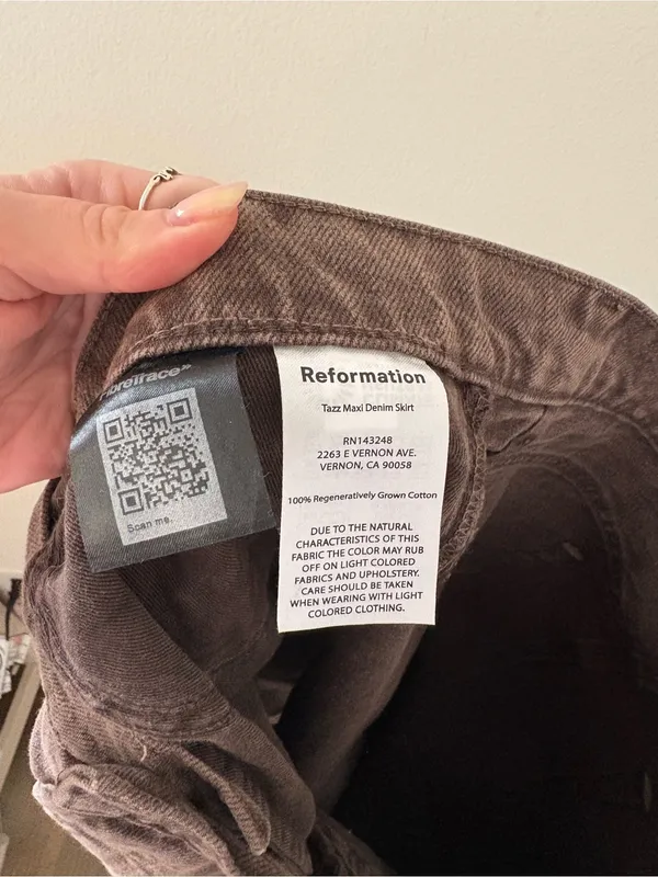 Reformation Jeans Tazz Maxi Brown Denim Skirt Size 31 - Image 5