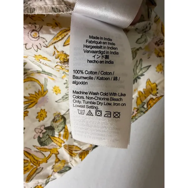 J crew XXL Yellow Floral Pintuck Ruffle Neck Cotton sleeveless Blouse BL078 - Image 5