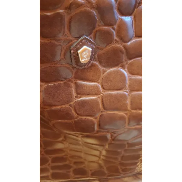 Ralph Lauren Signature Safari Embossed Tote Bag Brown Faux Leather LRG - Image 12