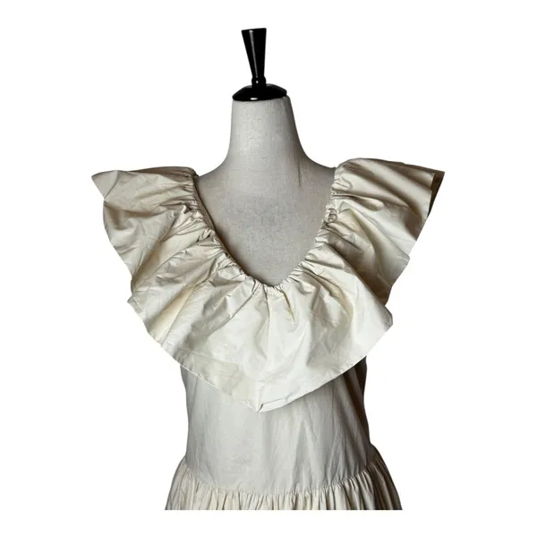 English Factory Dress Women Small Beige‎ Ruffled Neck Sleeveless Midi NWT Boho - Image 7